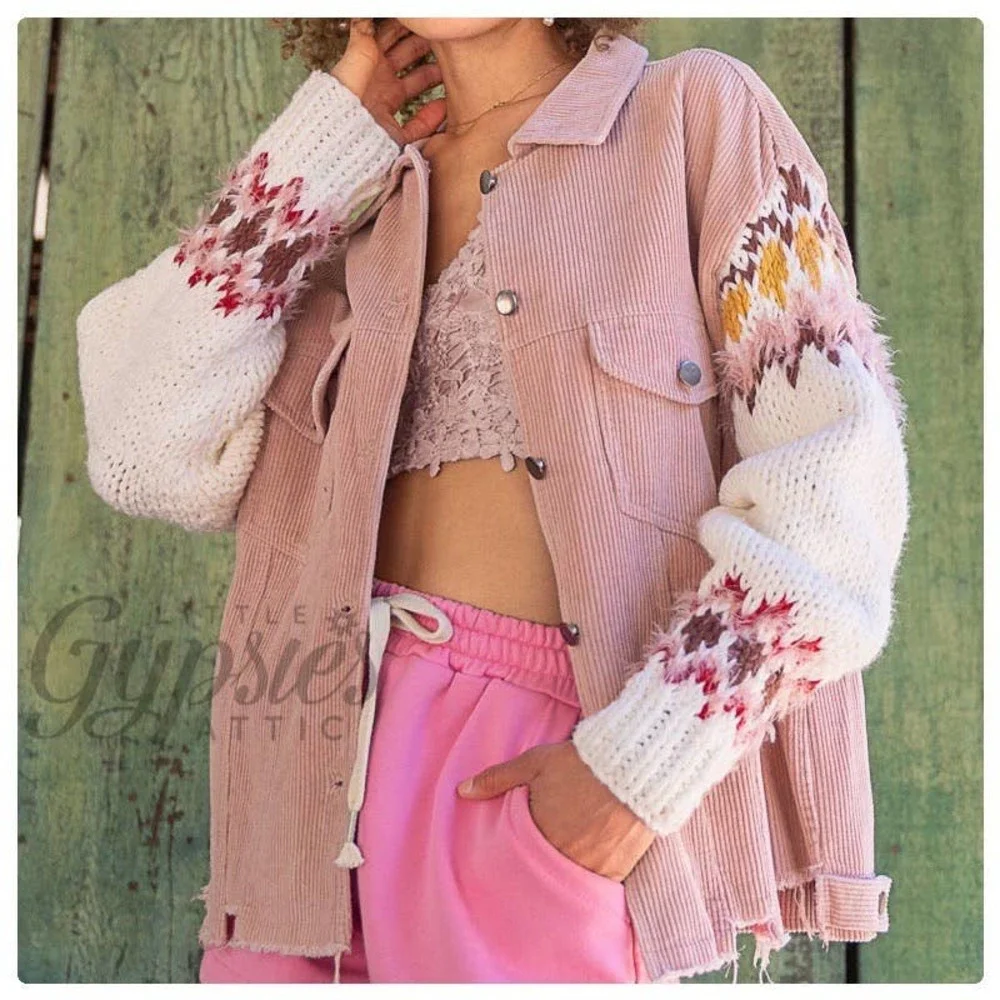 POL Winter Corduroy & Knit Sleeve Jacket - Picture 4 of 13